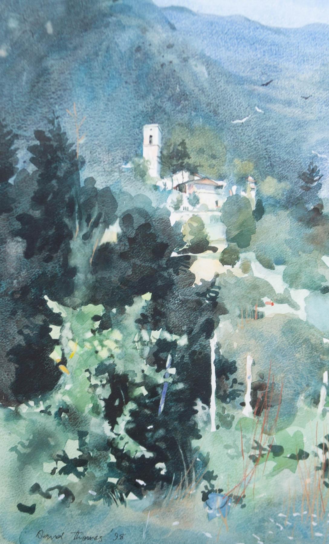 David Thomas - 1998 Watercolour, Summer In The Hills For Sale 1