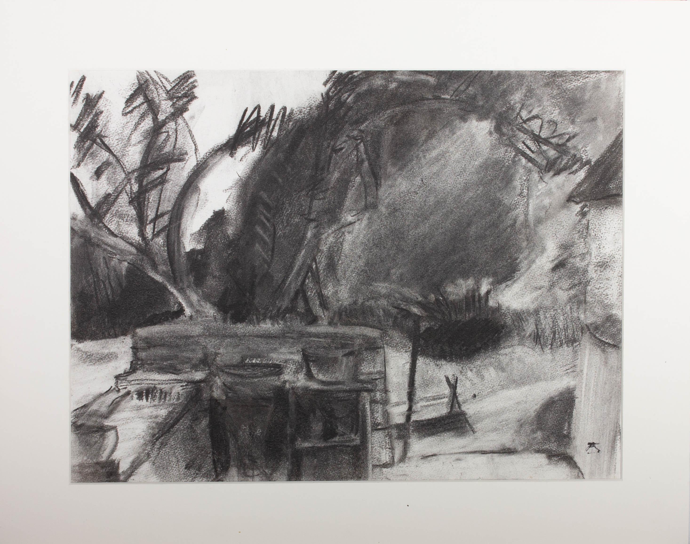 Alan Thornhill (1921â€“2020) - Mid 20th Century Charcoal Drawing, Monochrome Tre For Sale 1