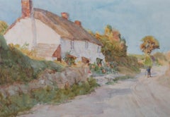 Tom Clough (1867-1943) - Turn of the Century Watercolour, A Country Lane