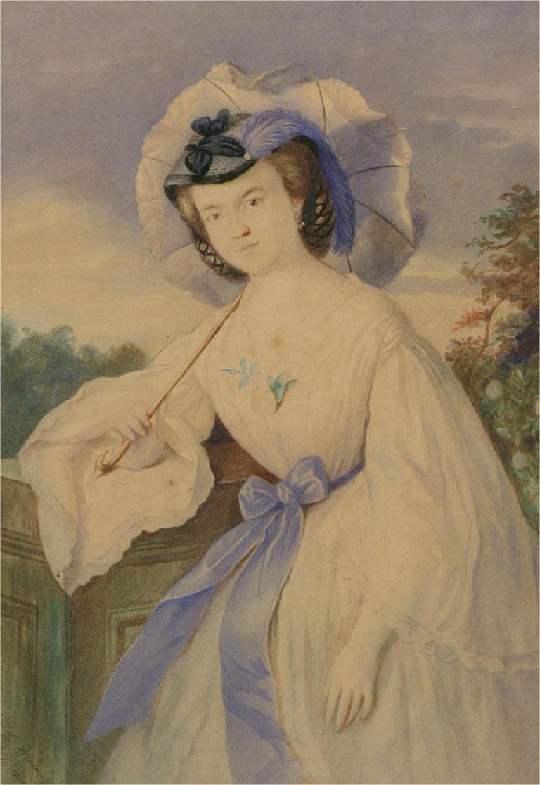 Sabina Bertini - Mid 19th Century Watercolour, Italian Woman For Sale 1