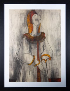 Brian Midlane - 20th Century Charcoal Drawing, Woman with Clasped Hands