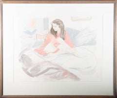 Vintage Maurice Cockrill RA (1936-2013) - 1986 Watercolour, Charlotte Seated on Bed