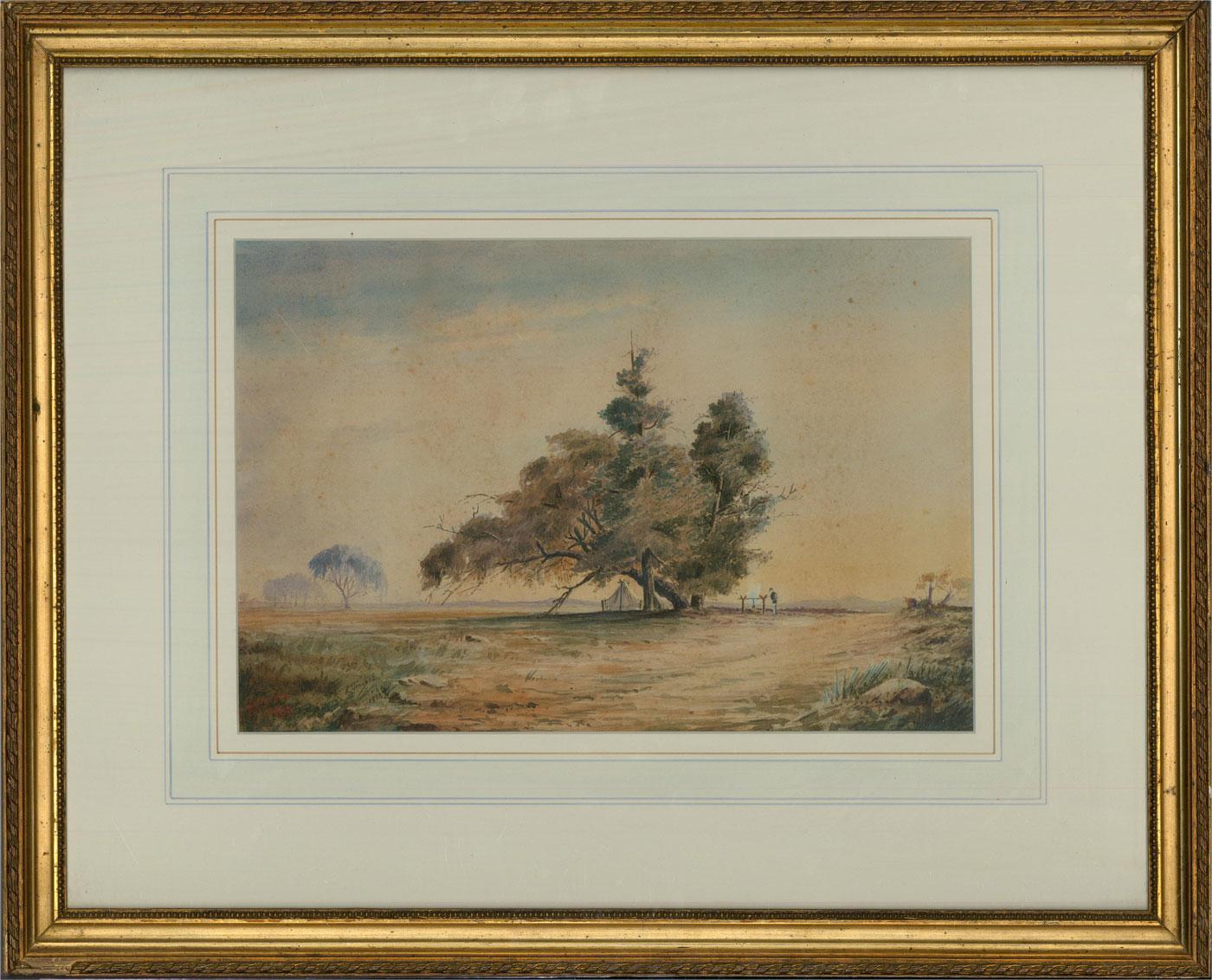 L. Travers - 1888 Aquarell, Lagerfeuer, Zeichnung im Angebot 3