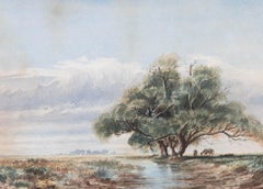 L. Travers - 1888 Watercolour, Horses Under a Tree