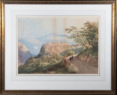 19th Century Watercolour - Italian Hilltop Town