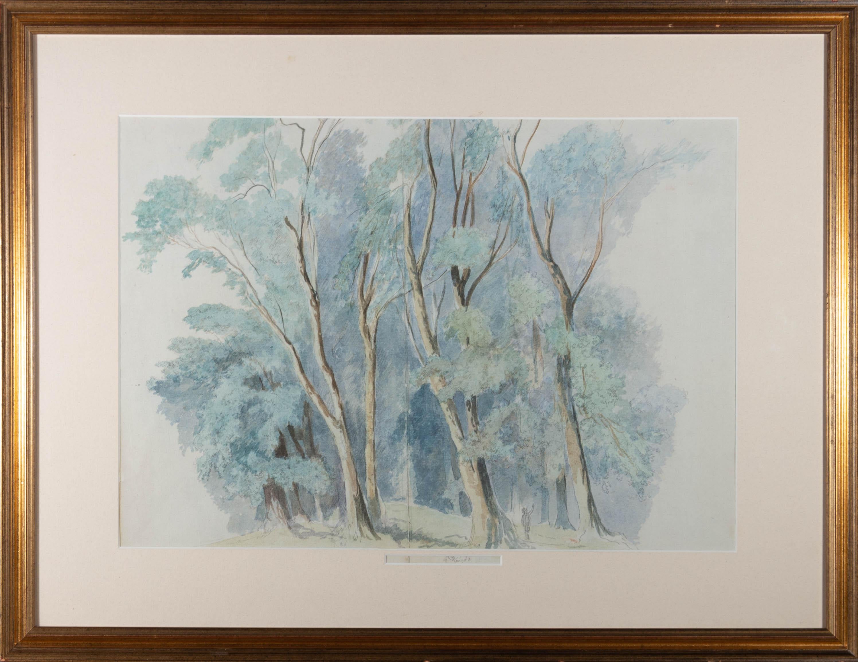 Unknown Landscape Art - Mid 19th Century Watercolour - Forest Seclusion