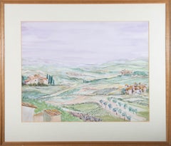 Vintage Jack Gatehouse - 1969 Watercolour, Farms & Farmland, Provence