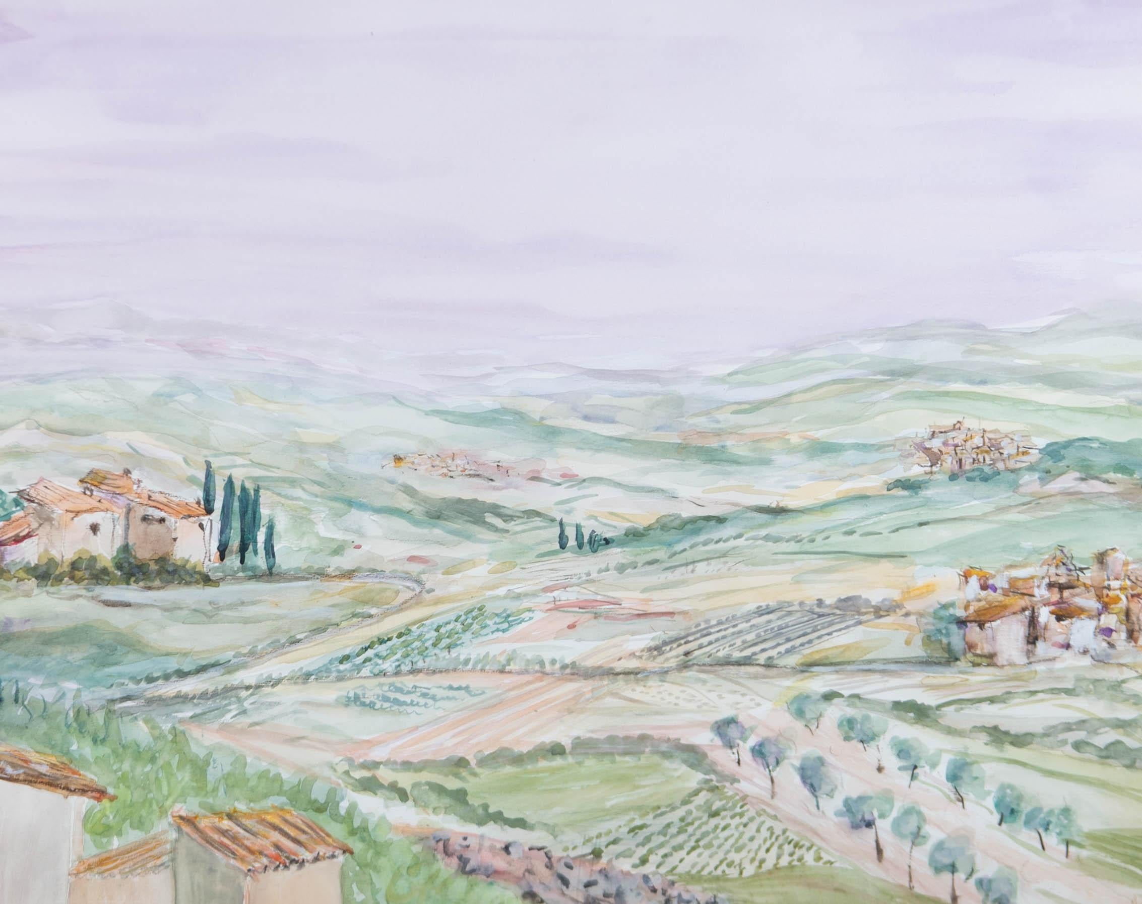 Jack Gatehouse - 1969 Acuarela, Granjas y tierras de labranza, Provenza en venta 2