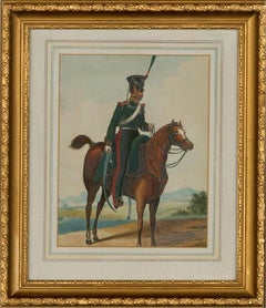 Antique 19th Century Watercolour - Russian Cavalryman