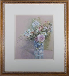 Sandra McCabe - Contemporary Watercolour, Blue 
White Vase