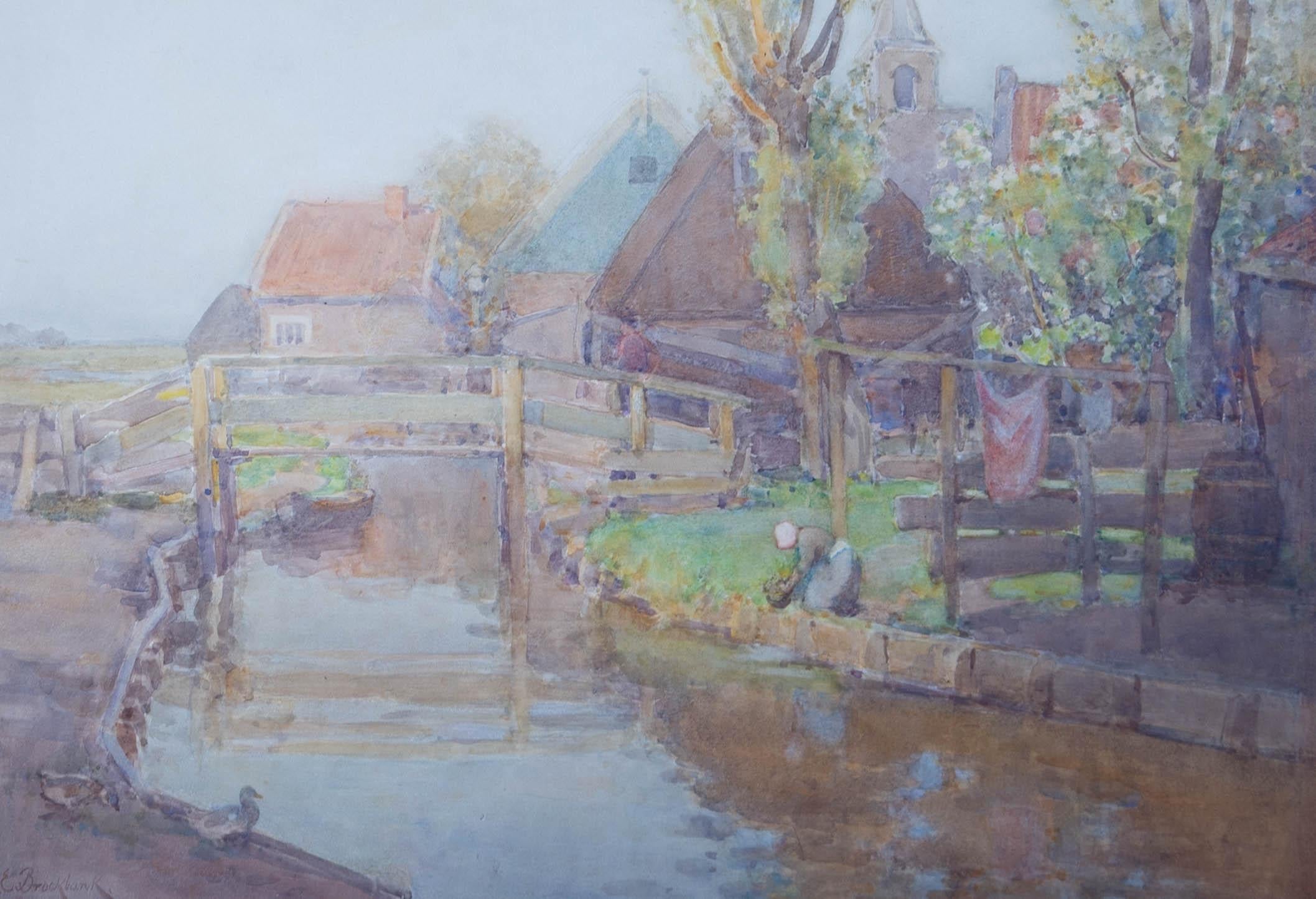 Albert Ernest Brockbank (1862-1958) - Early 20th Century Watercolour, Wash Day For Sale 1