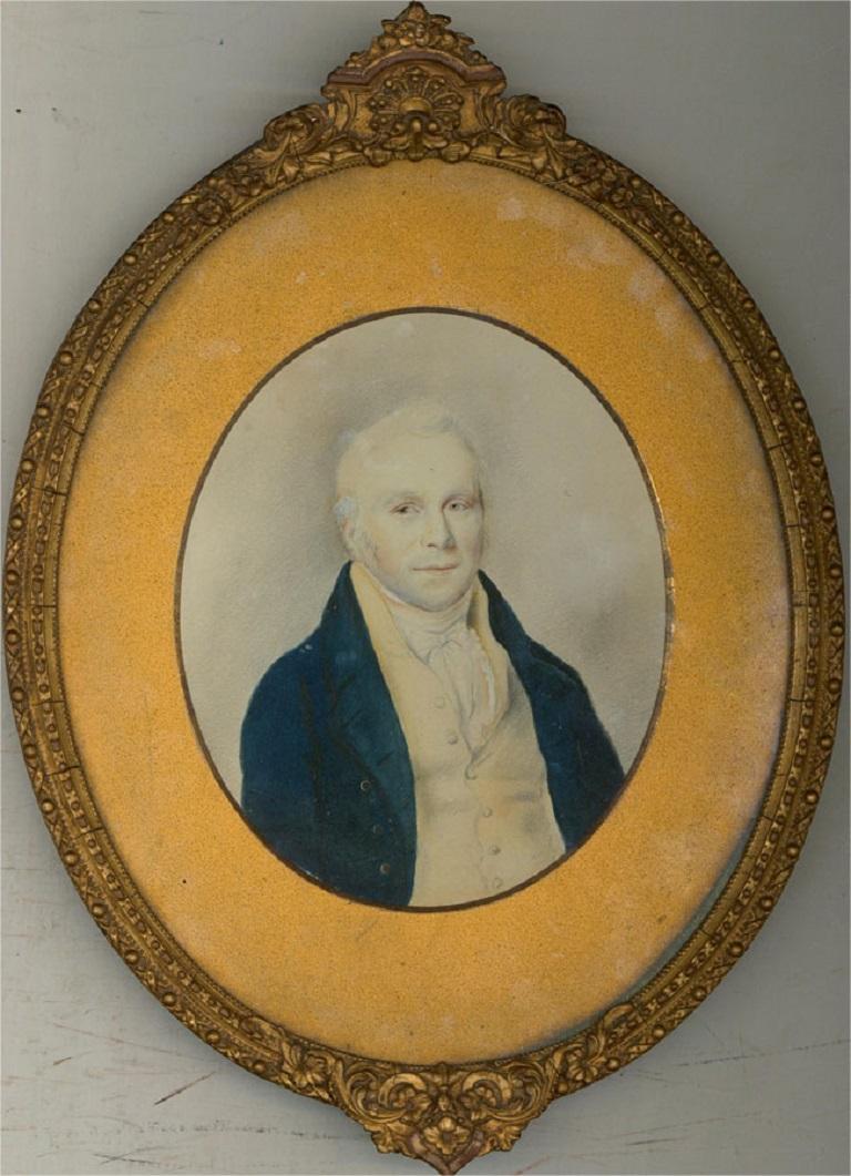 Unknown Portrait - Framed Early 19th Century Watercolour - Georgian Gentleman