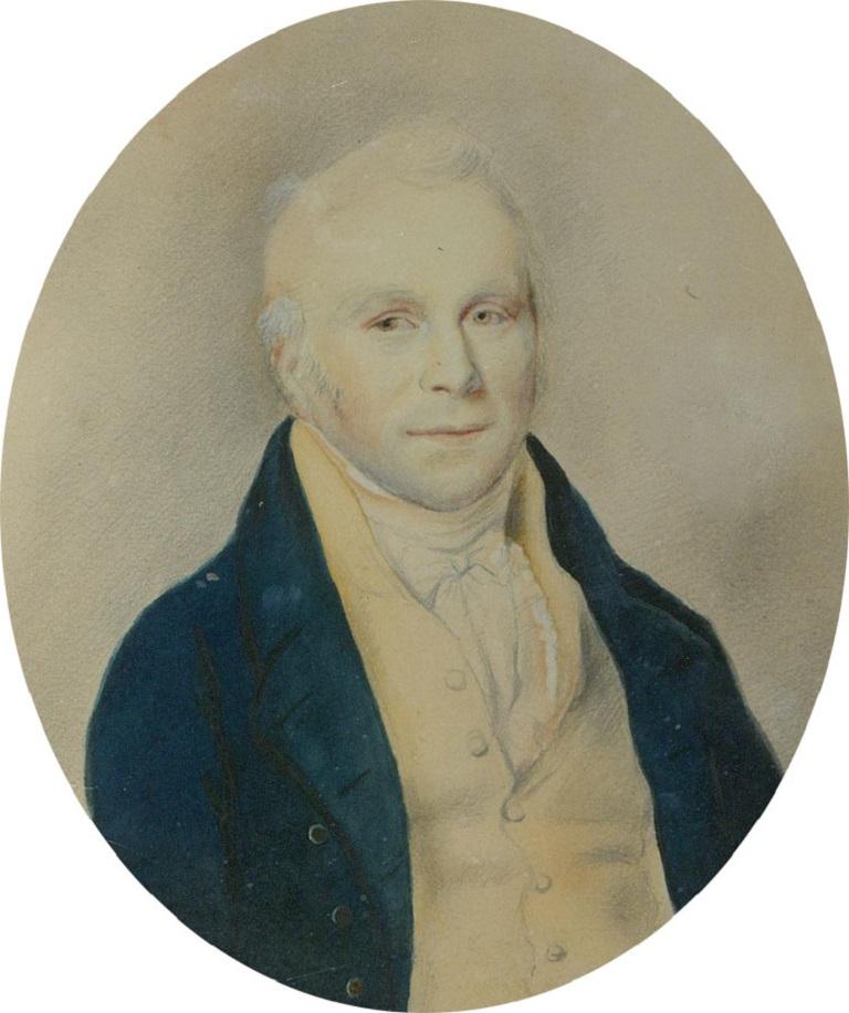 Framed Early 19th Century Watercolour - Georgian Gentleman - Brown Portrait by Unknown