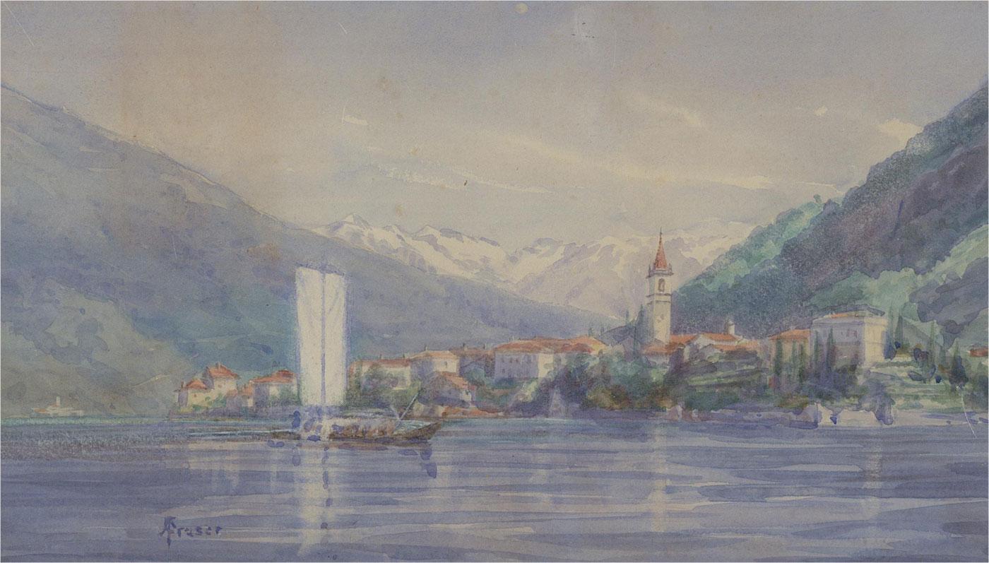 Atrib. Alexander Coutts Fraser (1868-1939) - Acuarela, Ciudad lacustre - Art de Attrib. Alexander Coutts Fraser
