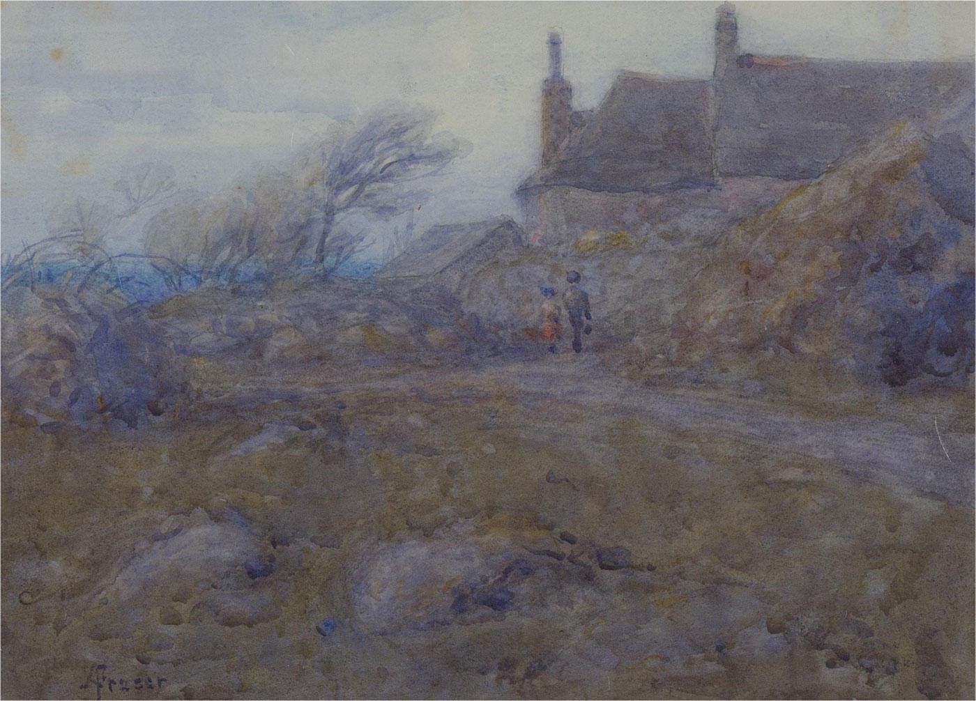 Attribuire. Alexander Coutts Fraser (1868-1939) - Acquerello, Alba fredda - Art di Attrib. Alexander Coutts Fraser