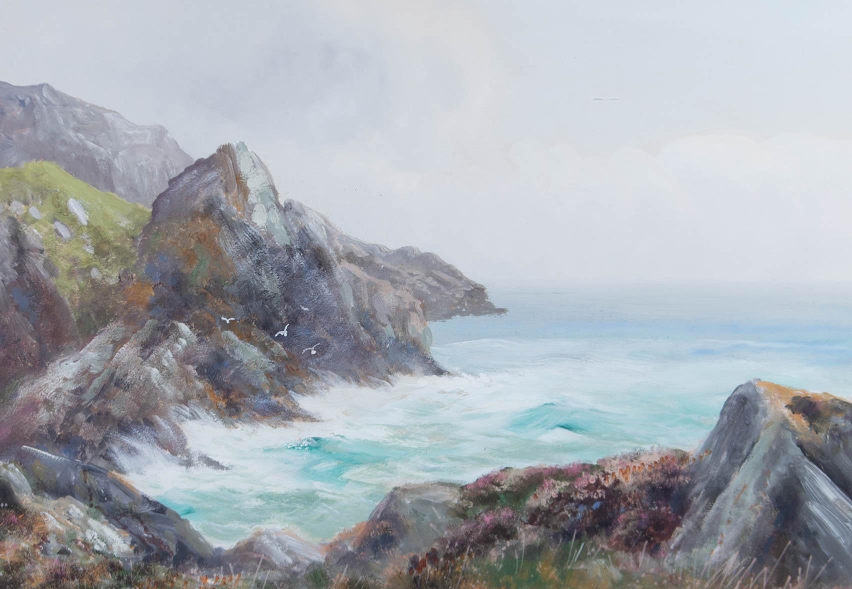 Helen Ainslie Wingate (1886-1954) - Early 20th Century Gouache, Waves and Rocks 1