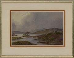 Ashton Cannell RSMA (1927-1994) - Aquarelle du 20e siècle, lac tempêteux