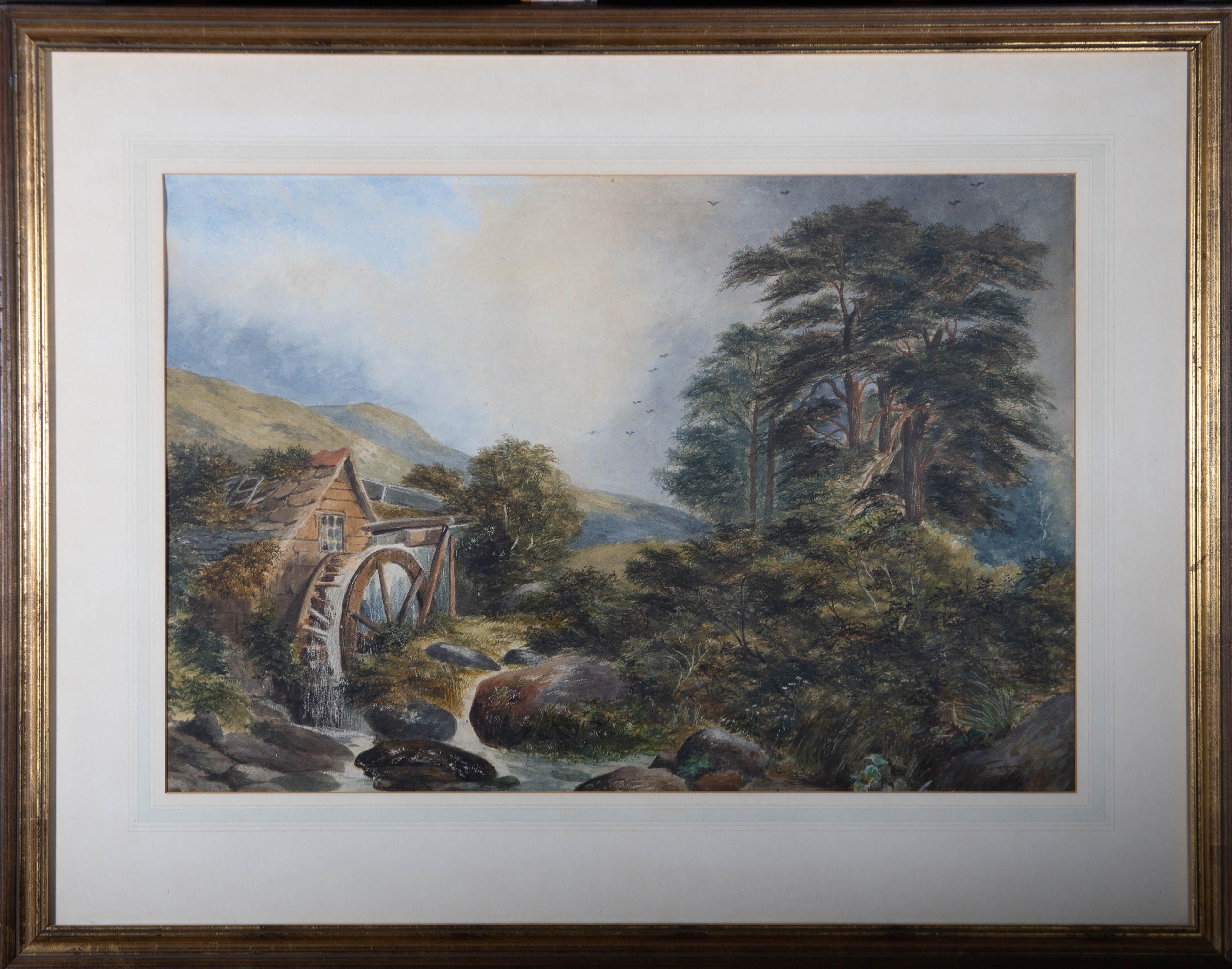 Unknown Landscape Art - Mid 19th Century Watercolour - Summer At The Watermill