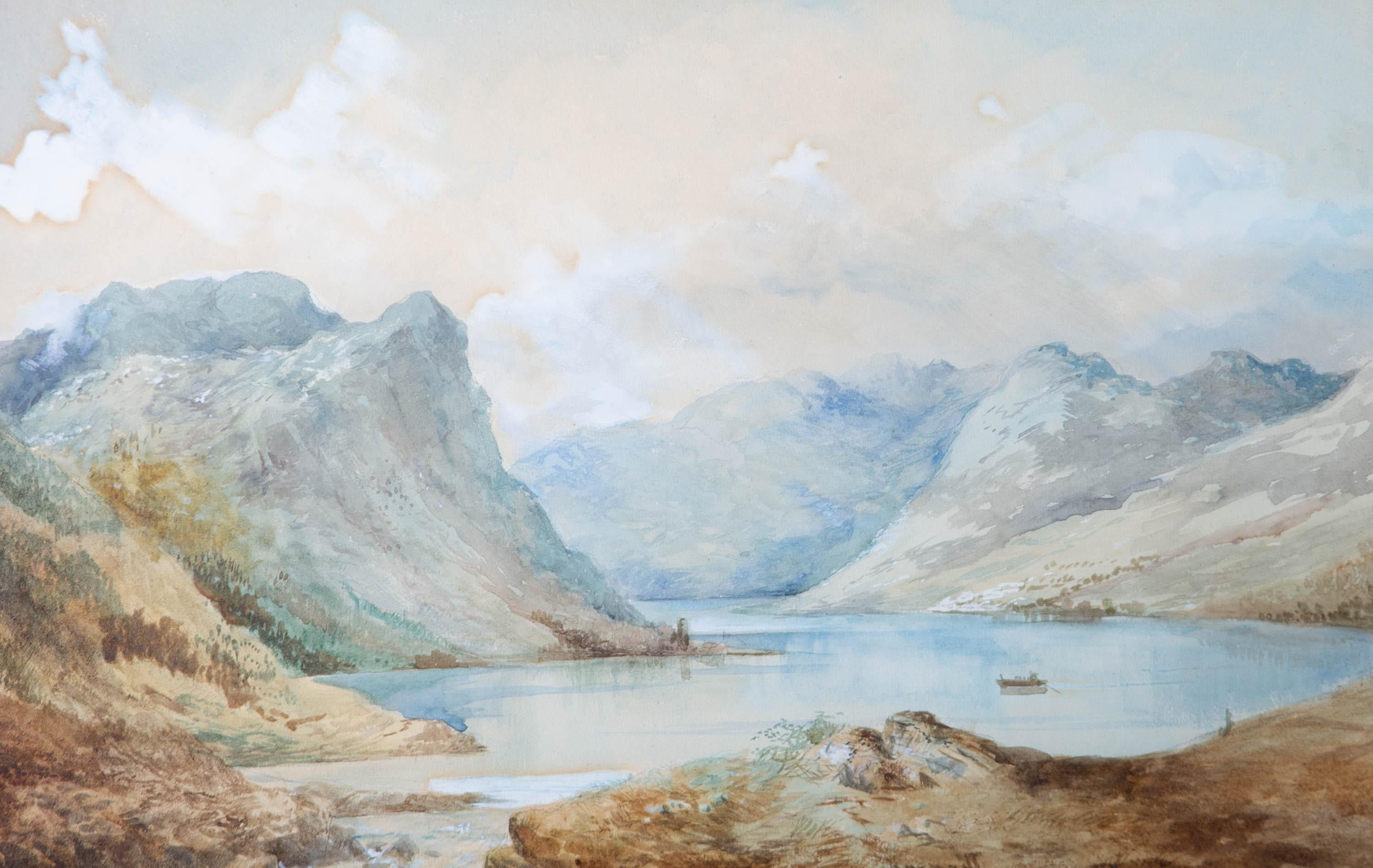 Alexander Leggett (1828-1884) - 1880 Watercolour, Rowing on the Loch 2