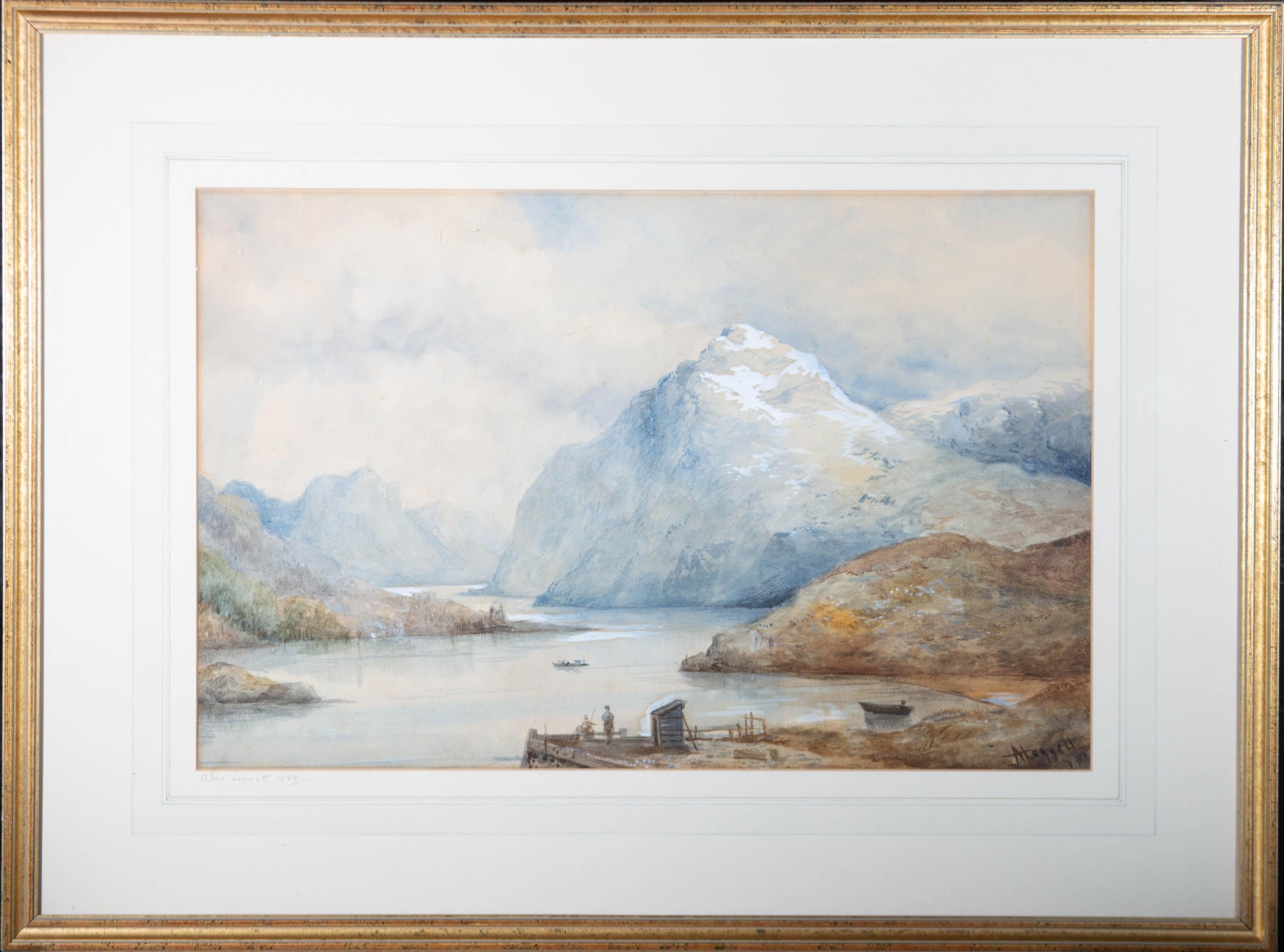 Alexander Leggett (1828-1884) - 1880 Watercolour, Highland Loch
