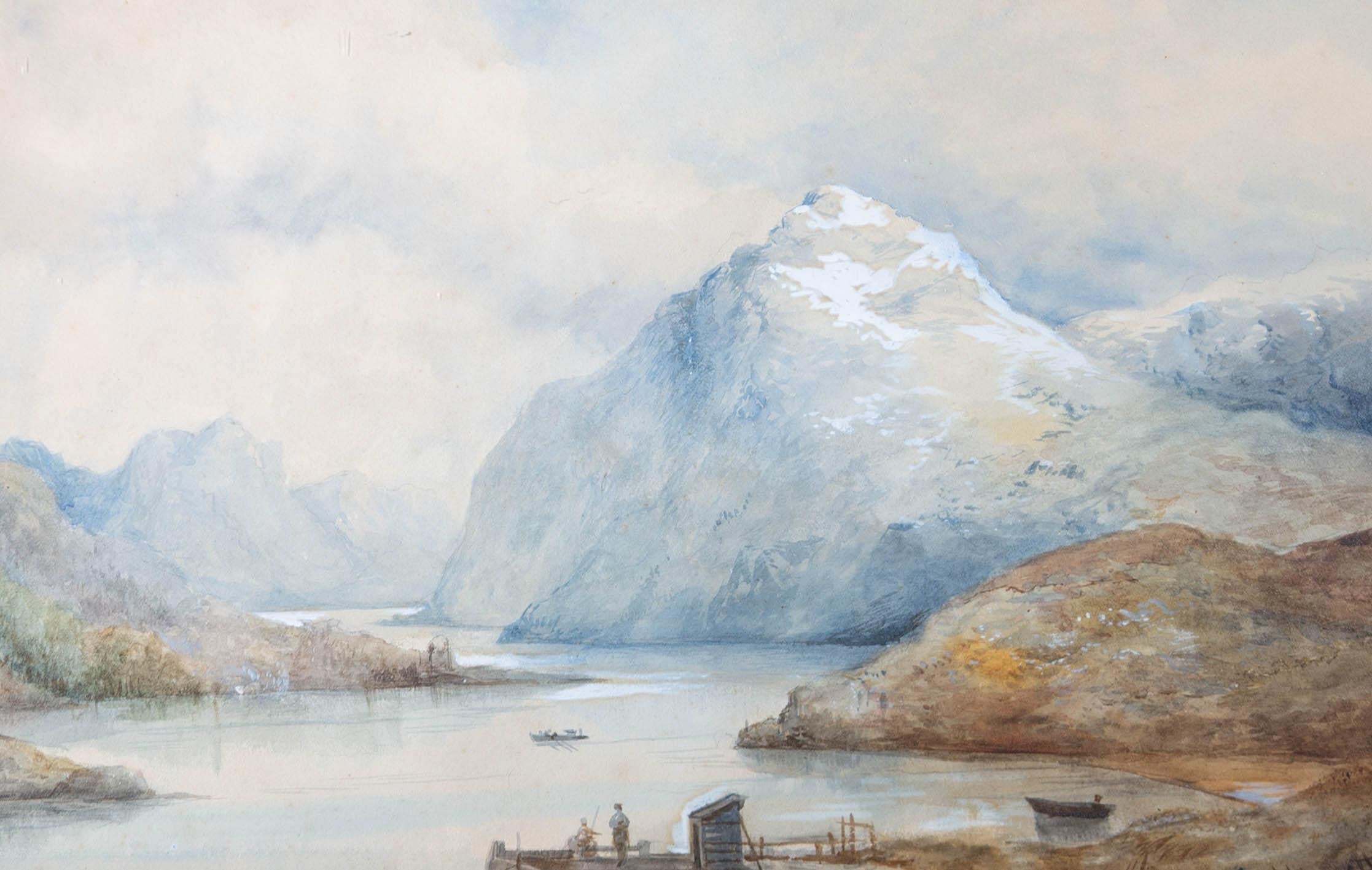 Alexander Leggett (1828-1884) - 1880 Watercolour, Highland Loch For Sale 1