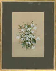 Mary Brown - 20th Century Gouache, The First Snowdrops