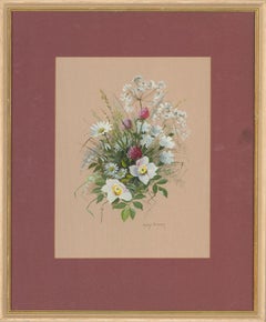 Mary Brown - 20. Jahrhundert Gouache, üppige Blumen