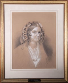 Mid 19th Century Charcoal Drawing - Portrait of Lady Frances Calder (1795-1855)
