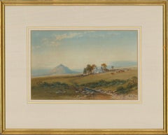 Antique Philip Mitchell RI (1814-1896) - Watercolour, Brent Tor from Black Down