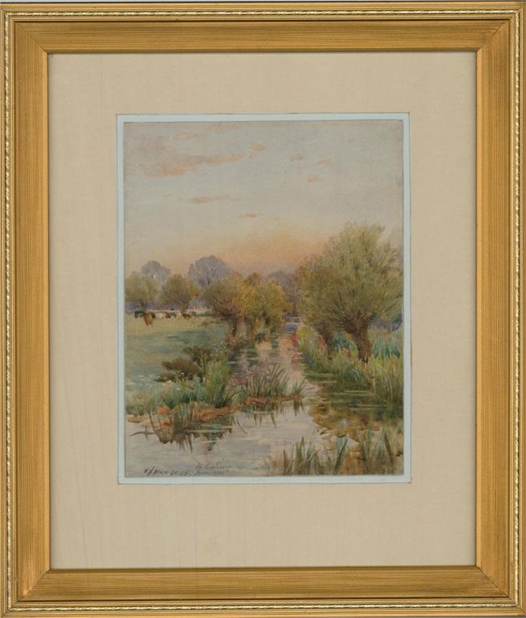 William Henry Atkin Berry (1856-1932) - 1920 Watercolour, Quiet Stream For Sale 2