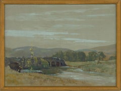 Vintage Attrib. Samuel J Birch, (1869â€“1955) -Early 20thC Watercolour, Verdant Valley