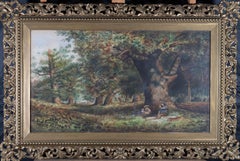 Vintage Early 20th Century Watercolour - Picnic in the Woods