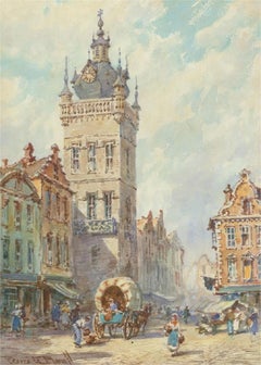 Pierre Le Boeuff - Early 20th Century Watercolour, Continental Clock Tower