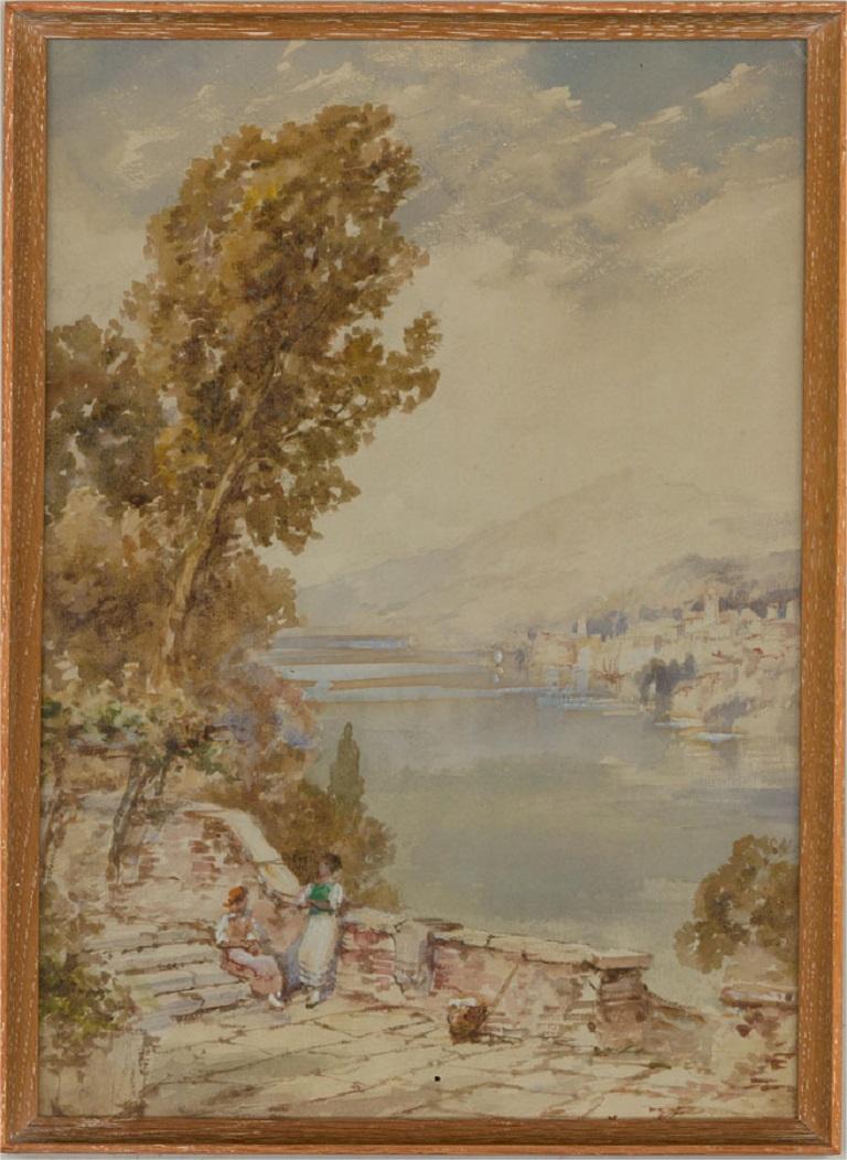 Unknown Landscape Art - Late 19th Century Watercolour - Continental Costal Scene