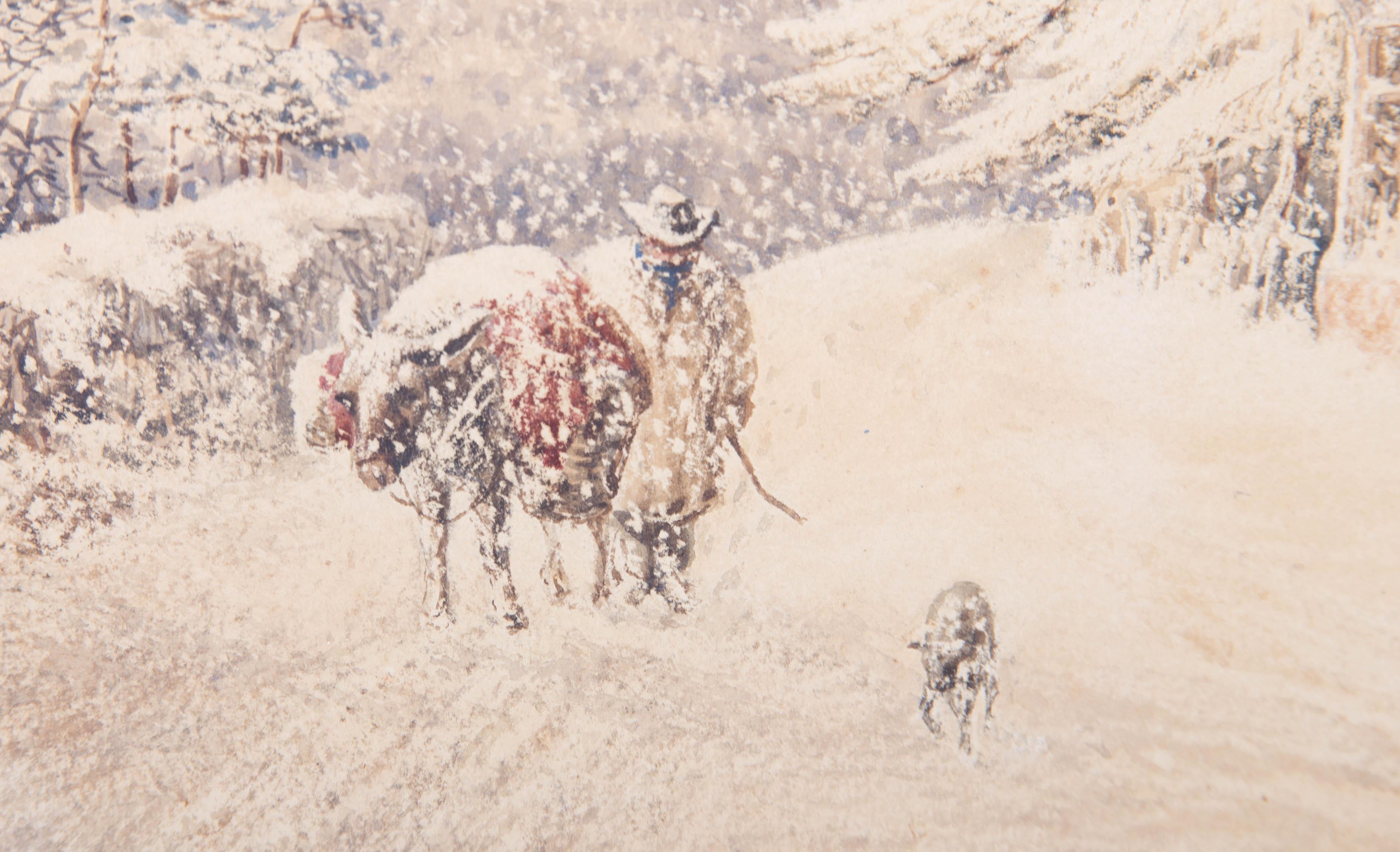 1860 Watercolour - Snowstorm For Sale 1