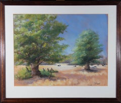 Christine G. Russell SWA (geb. 1952) – Zeitgenössisches Pastell, Grazing in a Meadow