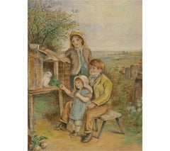 Early 20th Century Watercolour - The Pet Rabbit