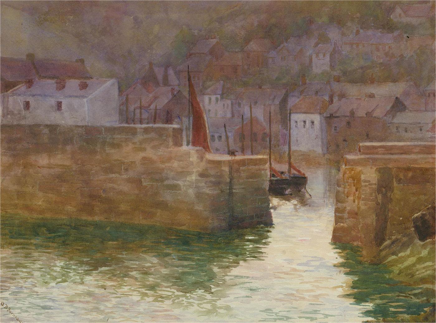 A. B. Furneaux - Early 20th Century Watercolour, Mousehole Harbour For Sale 1