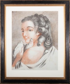 Antique Angelique Bodin - Early 19th Century Sanguine, Young Lady With Dove