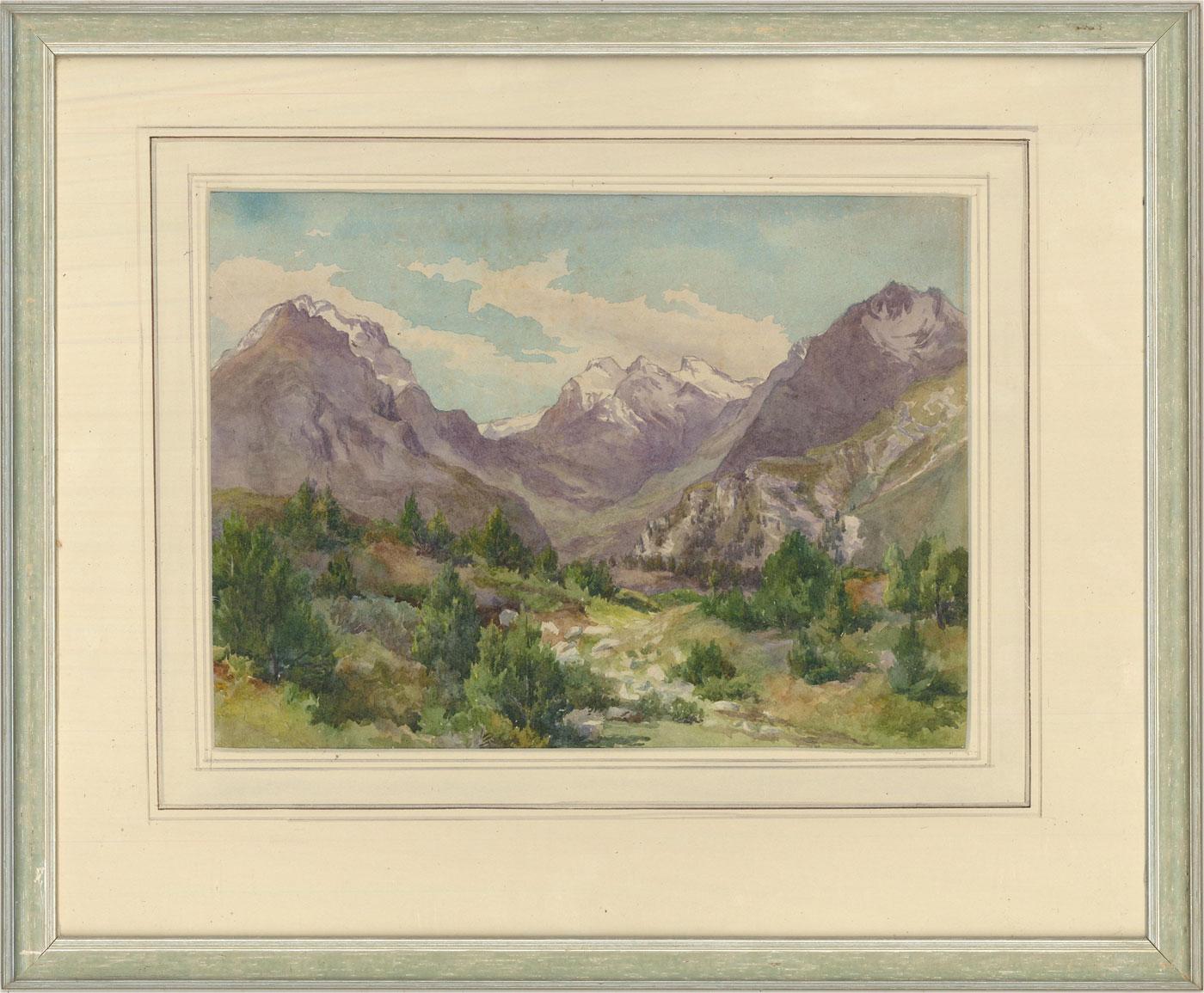 Unknown Landscape Art - 1859 Watercolour - Maloja Mountain Pass