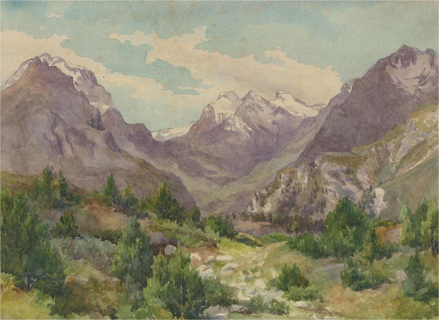 1859 Watercolour - Maloja Mountain Pass - Art by Unknown