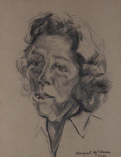 Margaret McClean - dessin au fusain, étude de portraits, 1981