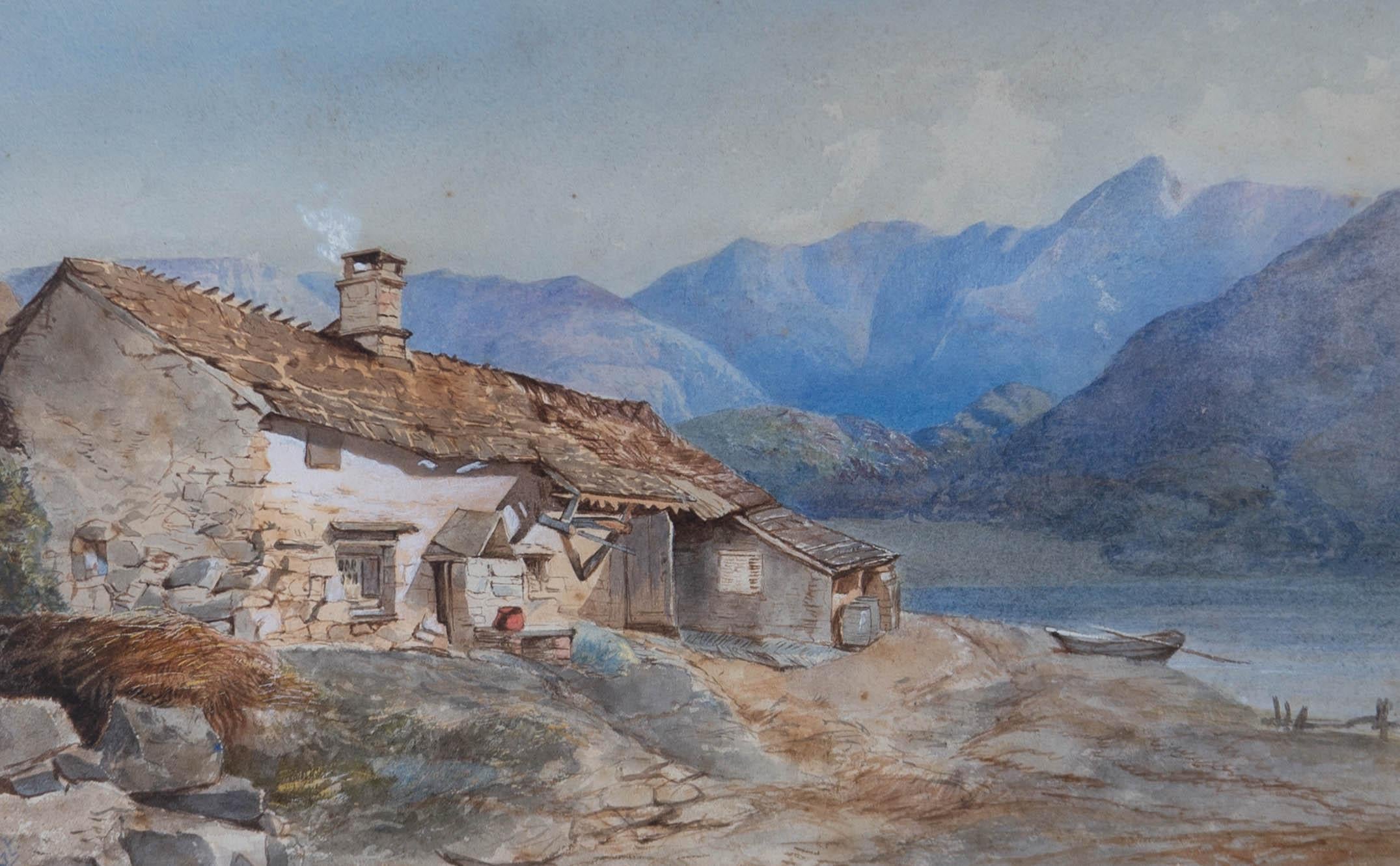 Cossart - Early 20th Century Watercolour, Lakeside Cottage For Sale 1