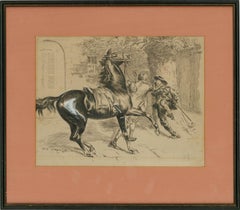 Vintage Frederick Henry Townsend (1868-1920) - 1903 Pen and Ink Drawing, Surprise Attack