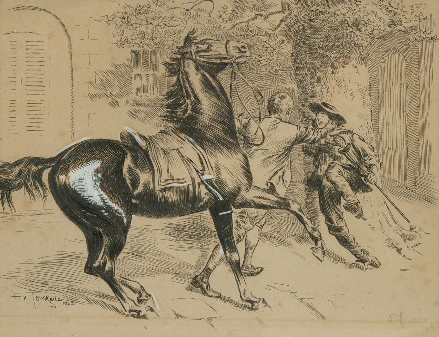 Frederick Henry Townsend (1868-1920) - 1903 Pen and Ink Drawing, Surprise Attack For Sale 1