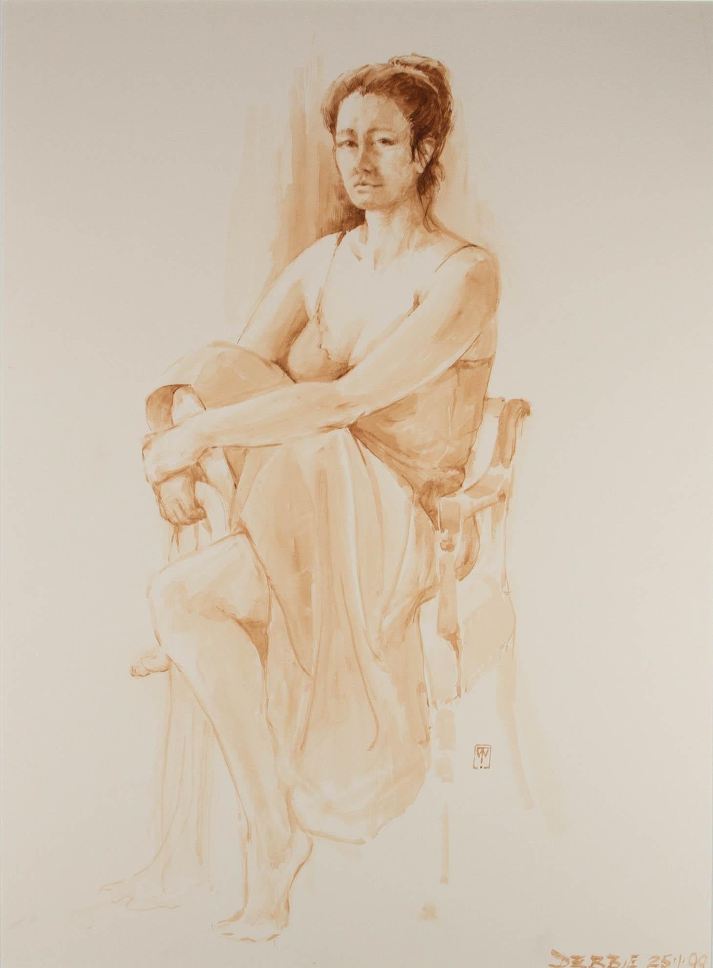Wendy Trinder FSBA SWA - 1999, Aquarelle, Portrait de Debbie en vente 1