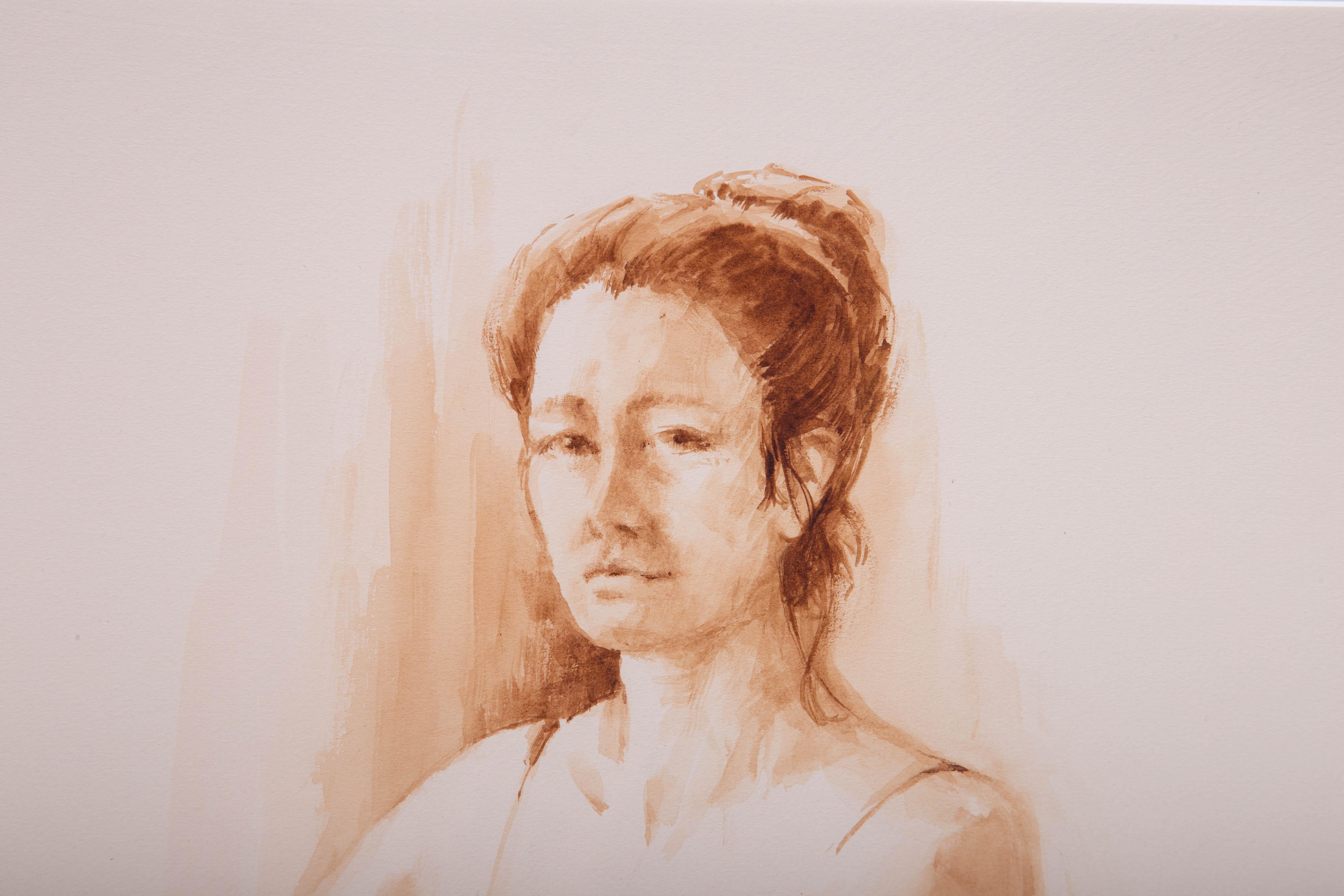 Wendy Trinder FSBA SWA - 1999, Aquarelle, Portrait de Debbie en vente 3