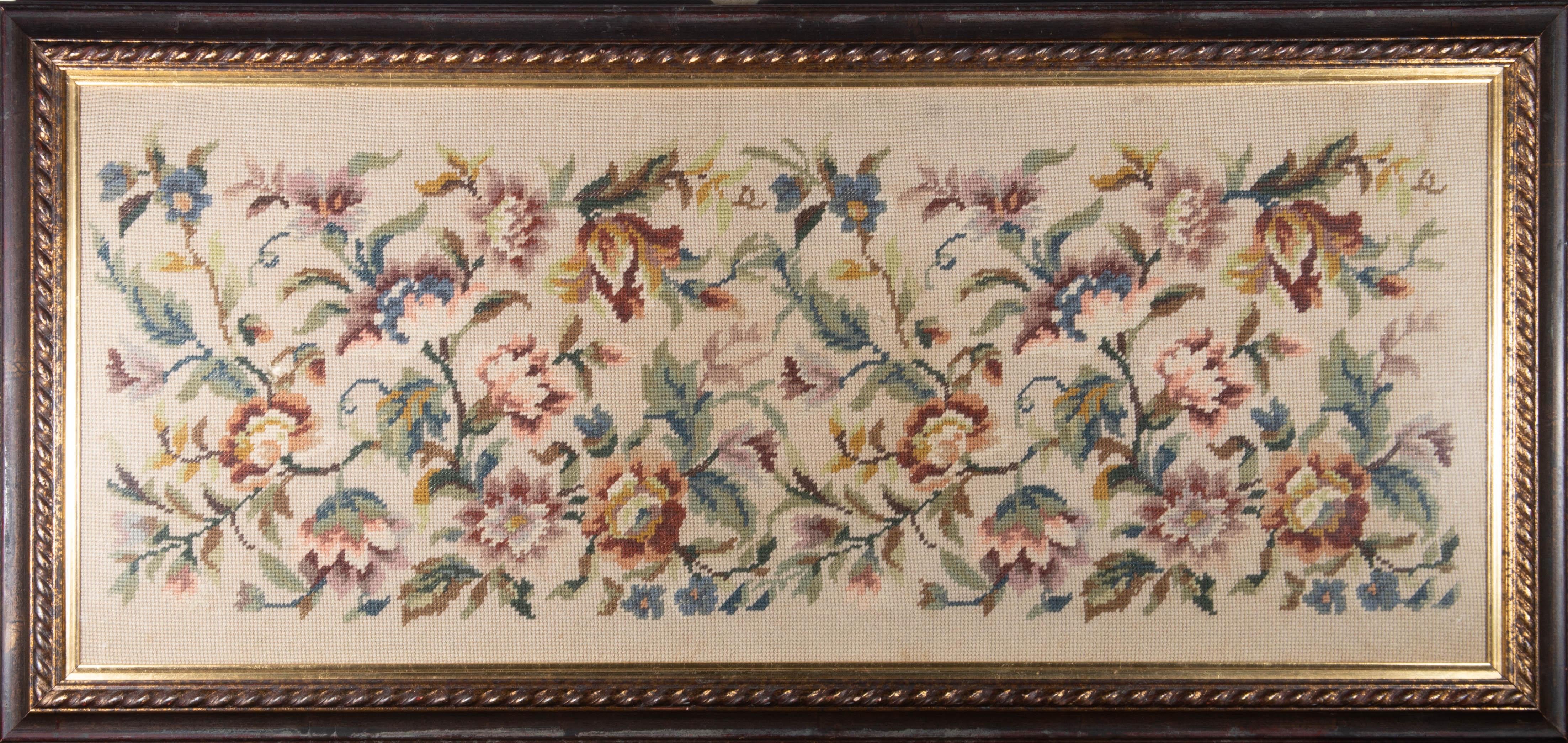 Early 20th Century Embroidery - Flowers and Leaves - Art by Unknown
