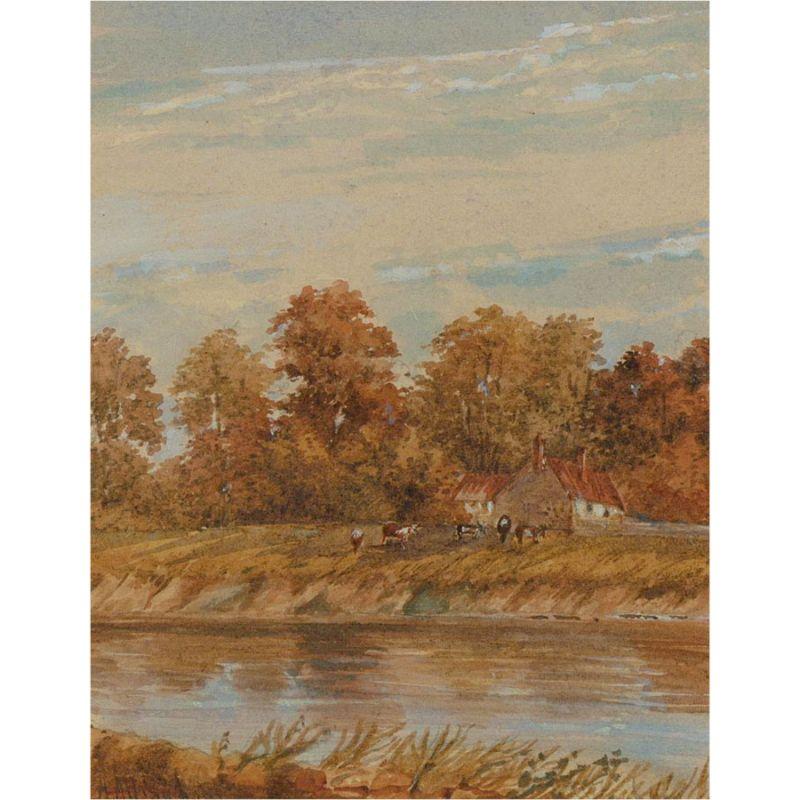 H. Allingham - Early 20th Century Watercolour, River Cottage For Sale 1