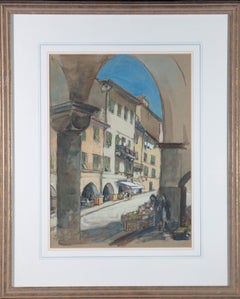 Mid 20th Century Gouache - Italian Street Scene
